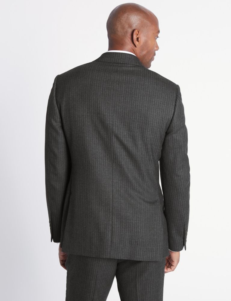 Charcoal Striped Tailored Fit Wool Jacket 5 of 8