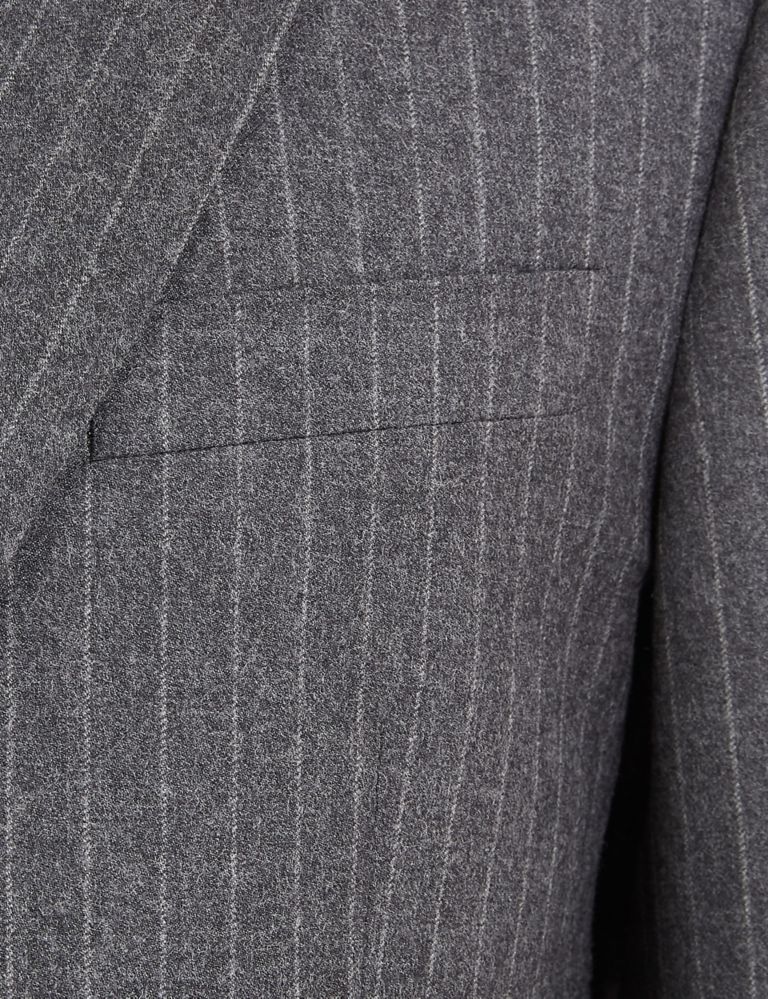 Charcoal Striped Tailored Fit Wool Jacket 7 of 8