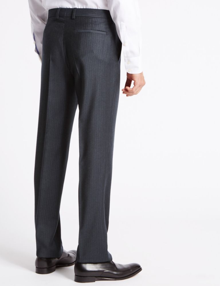 Charcoal Striped Tailored Fit Wool Trousers 3 of 4