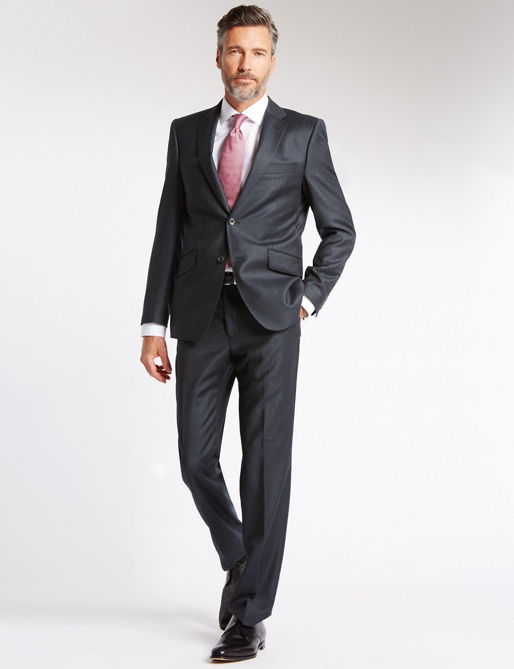 Charcoal Striped Tailored Fit Wool Trousers 4 of 4