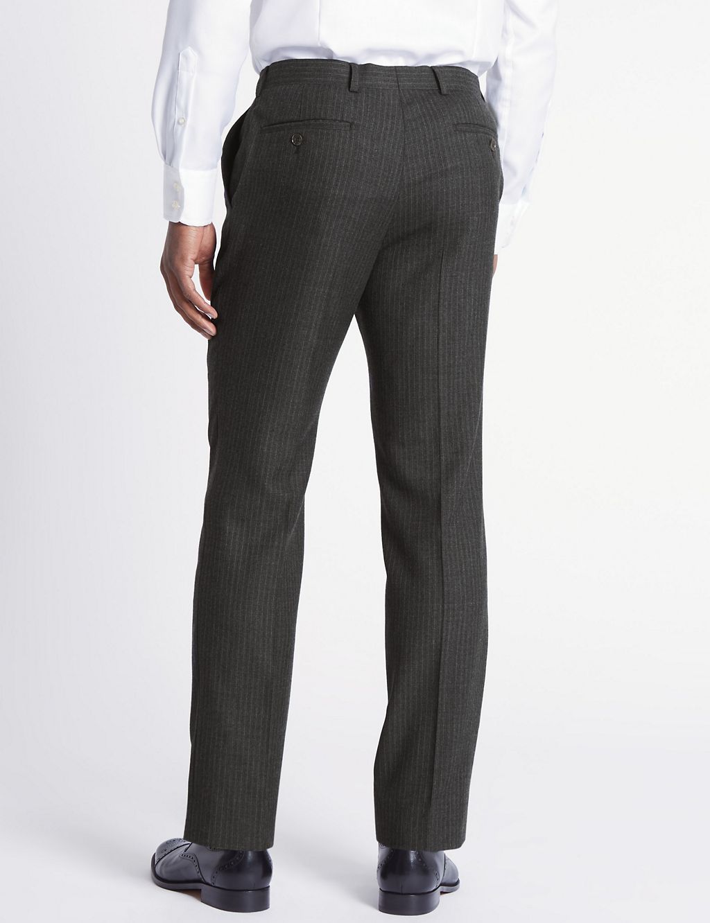 Charcoal Striped Tailored Fit Wool Trousers 4 of 6