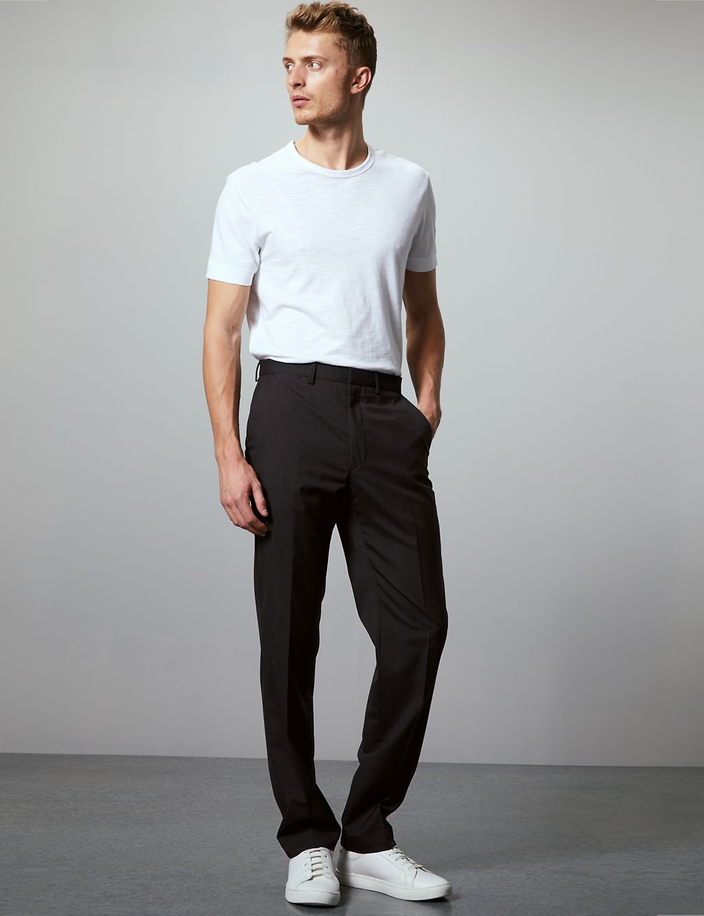 Charcoal Tailored Fit Italian Wool Trousers 3 of 5
