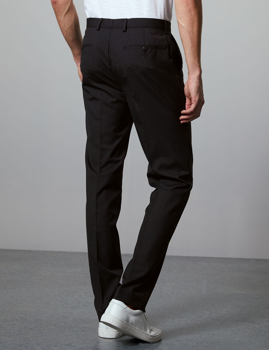 Charcoal Tailored Fit Italian Wool Trousers 4 of 5