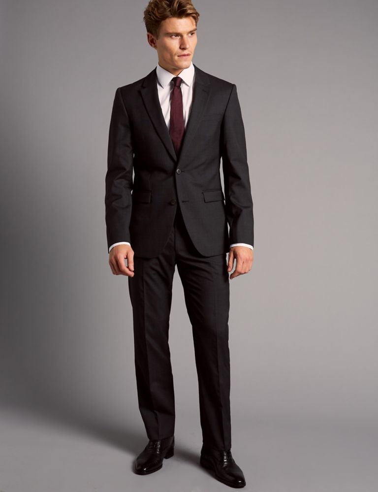 Charcoal Tailored Fit Italian Wool Trousers 5 of 5