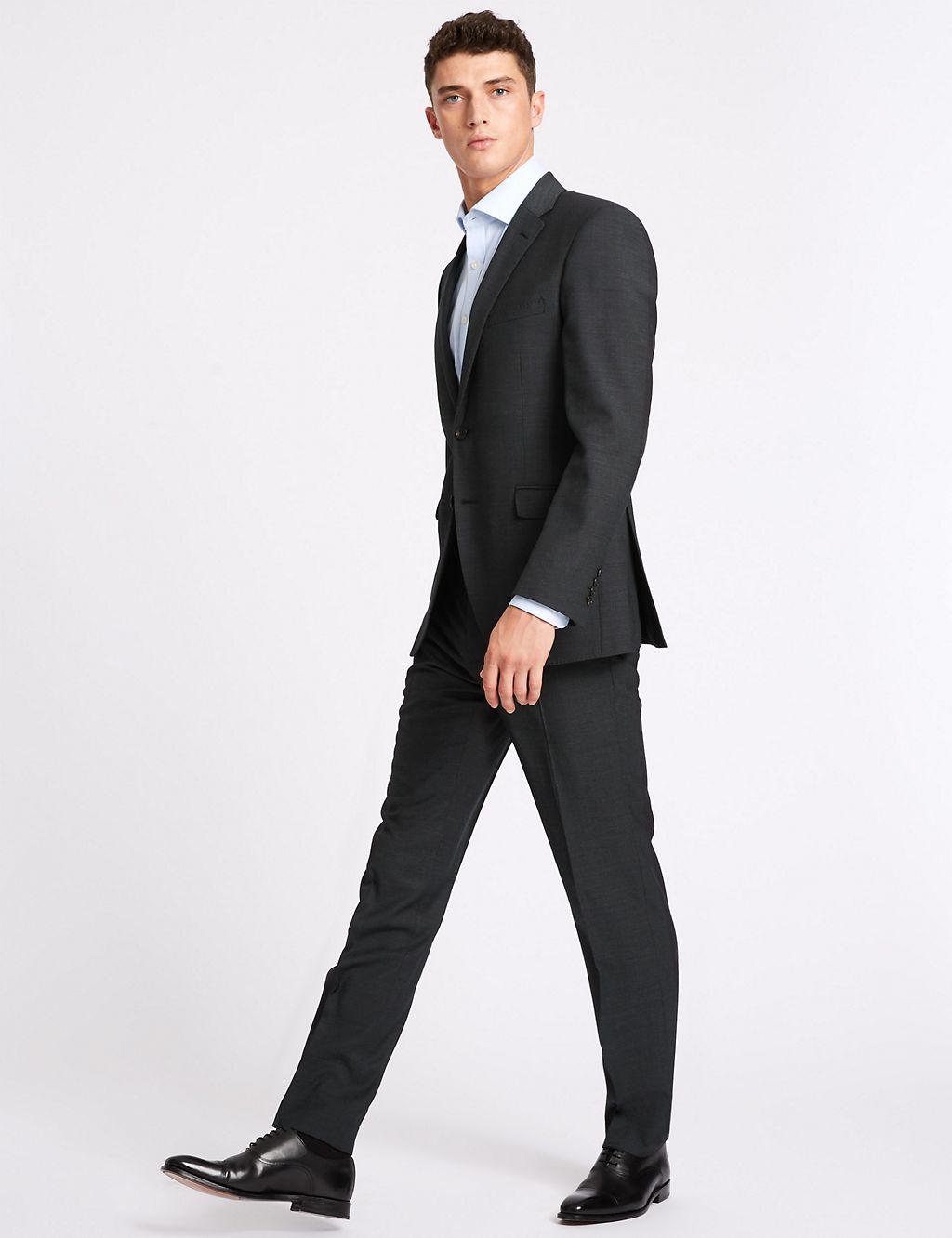 Charcoal Tailored Fit Wool Trousers 5 of 6