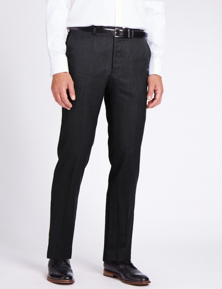 Charcoal Tailored Fit Wool Trousers 1 of 5