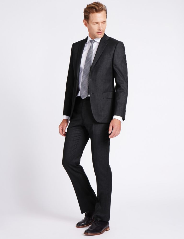 Charcoal Tailored Fit Wool Trousers 4 of 5