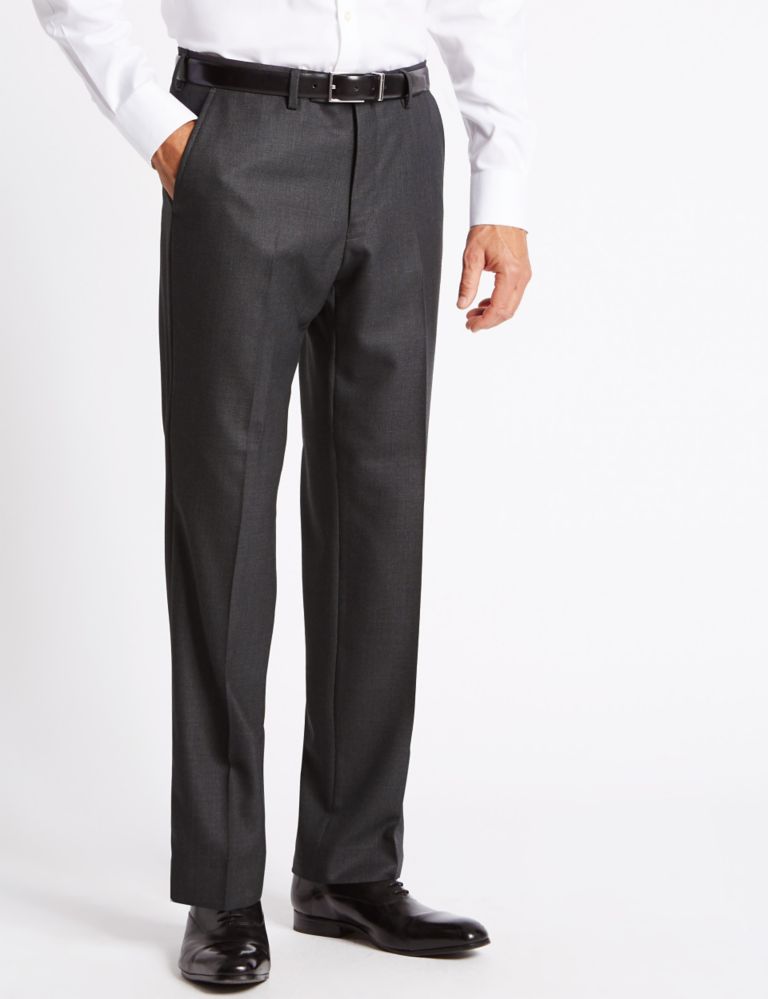 Charcoal Tailored Fit Wool Trousers 1 of 4