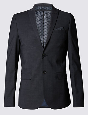 Charcoal Textured Modern Slim Fit Jacket Image 2 of 6
