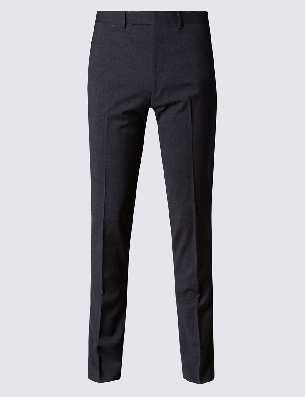 Charcoal Textured Modern Slim Fit Trousers 1 of 4