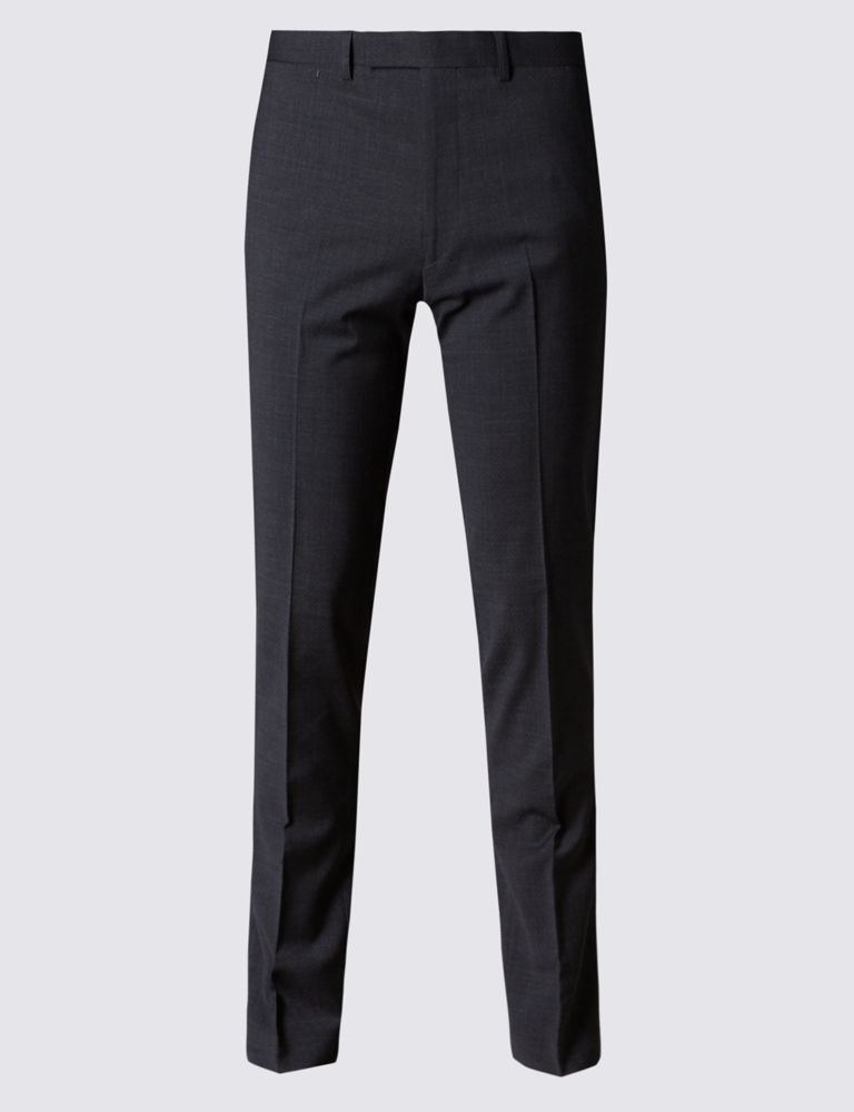 Charcoal Textured Modern Slim Fit Trousers 2 of 4