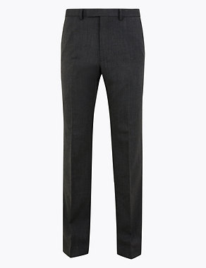 Charcoal Textured Regular Fit Trousers Image 2 of 7
