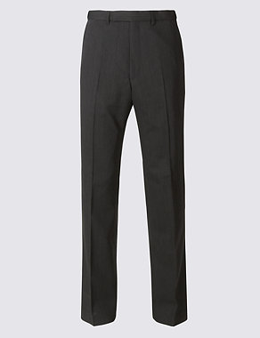 Charcoal Textured Regular Fit Trousers Image 2 of 6