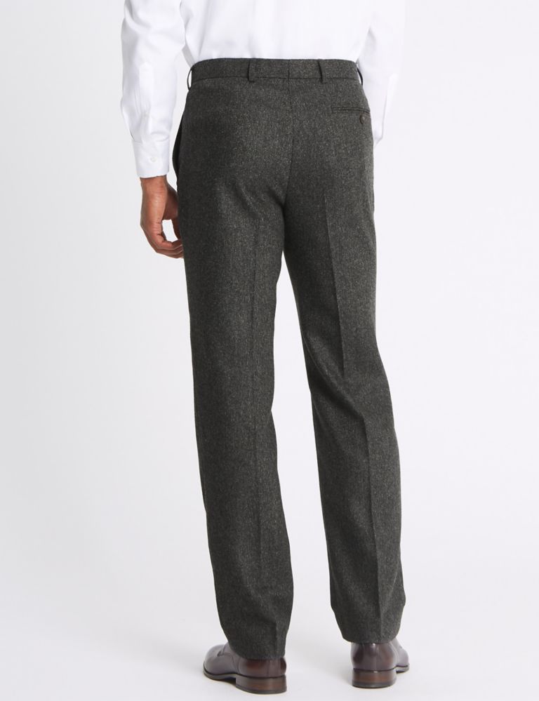 Charcoal Textured Regular Fit Trousers 3 of 4