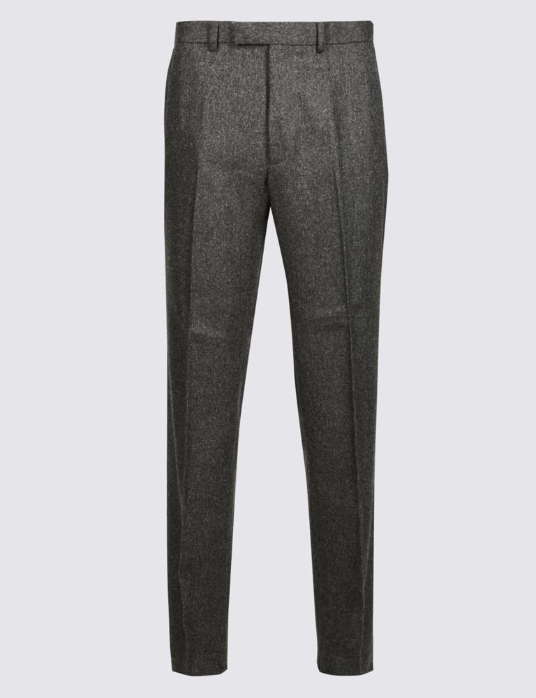 Charcoal Textured Regular Fit Trousers 2 of 4