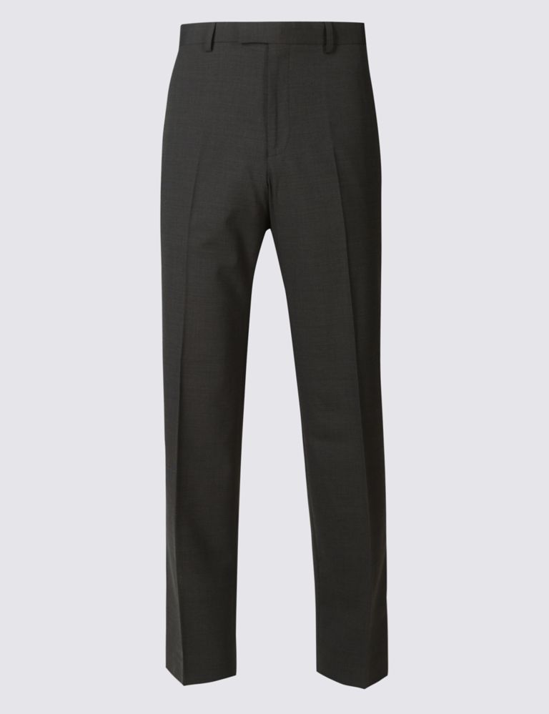 Charcoal Textured Regular Fit Trousers 2 of 7