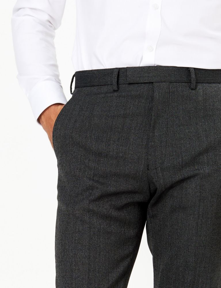 Charcoal Textured Regular Fit Trousers 3 of 6