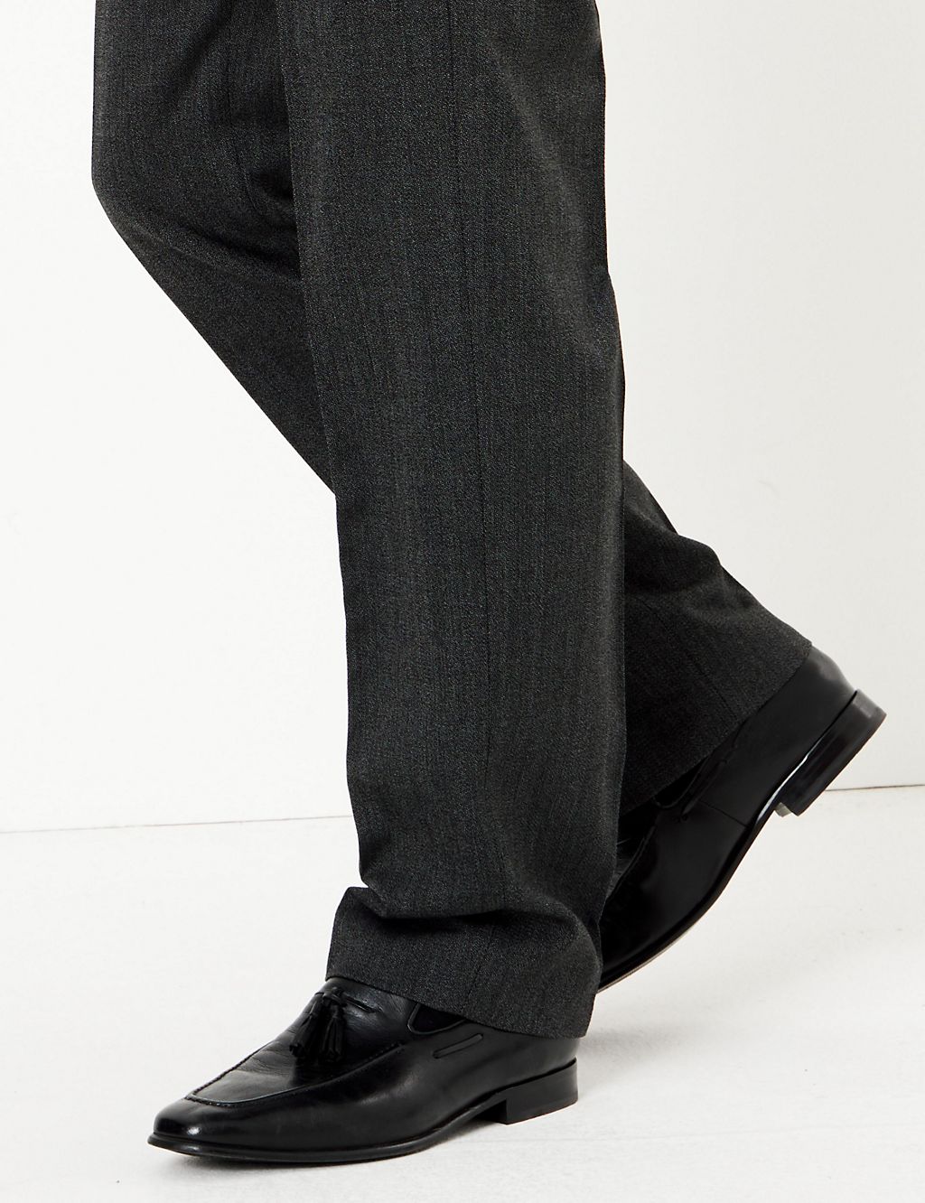 Charcoal Textured Regular Fit Trousers 5 of 6