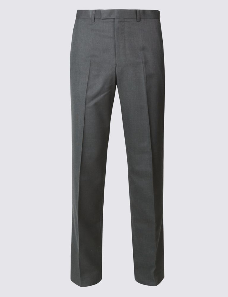 Charcoal Textured Regular Fit Trousers 2 of 6