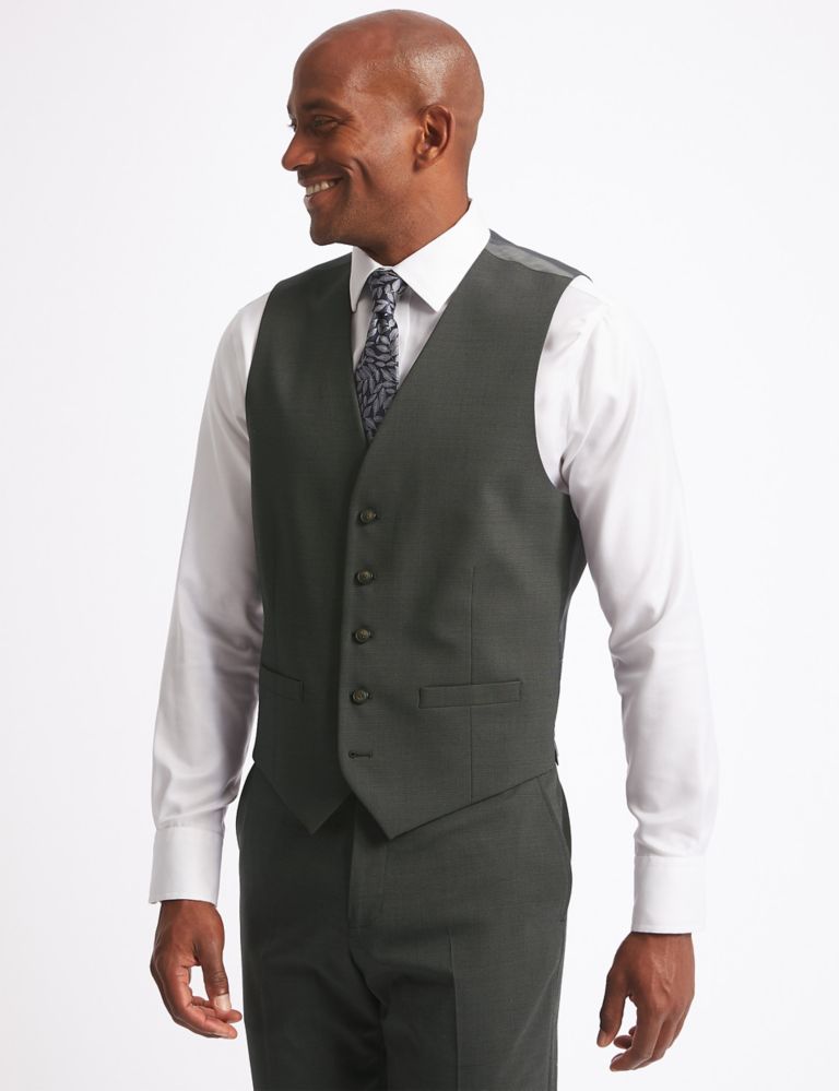 Charcoal Textured Regular Fit Waistcoat 1 of 5