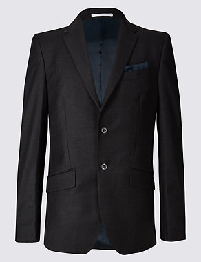 Charcoal Textured Regular Fit Wool Jacket Image 2 of 9