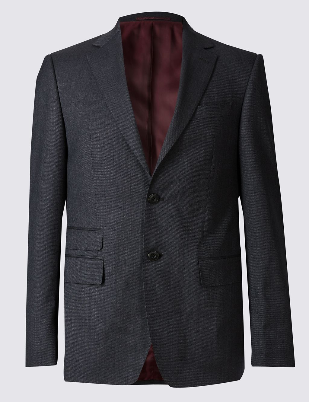 Charcoal Textured Regular Fit Wool Jacket 1 of 6