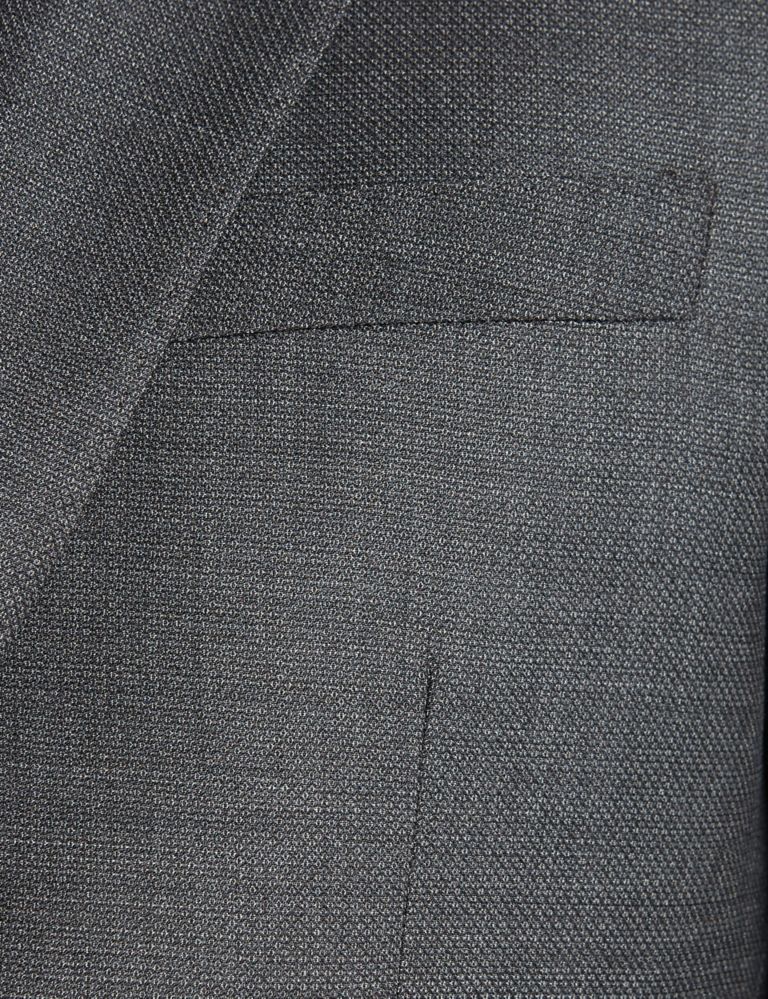 Charcoal Textured Regular Fit Wool Jacket 7 of 7