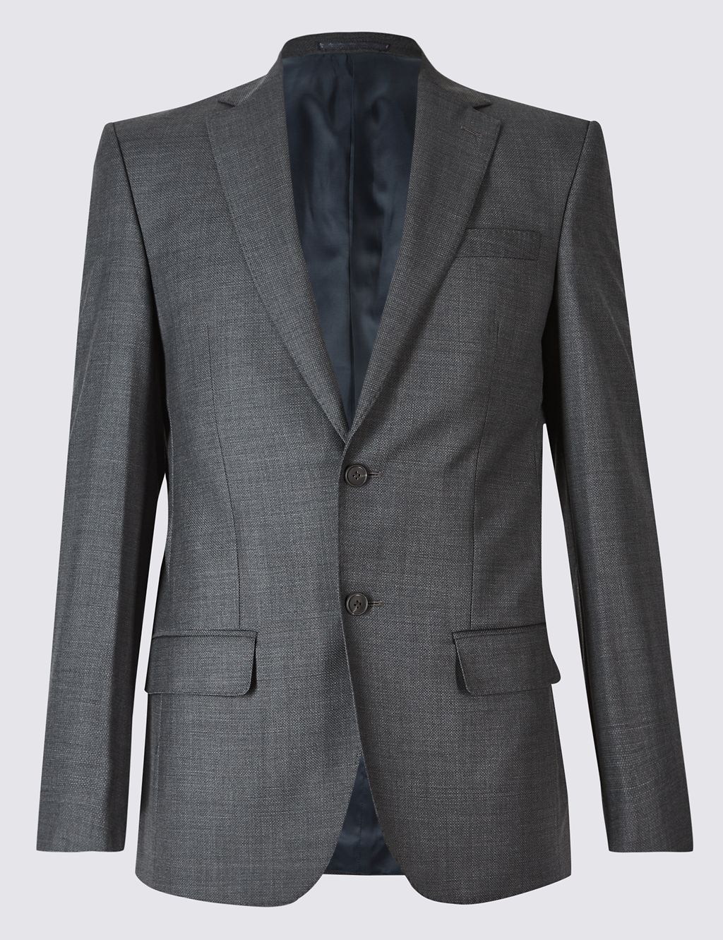 Charcoal Textured Regular Fit Wool Jacket 1 of 7