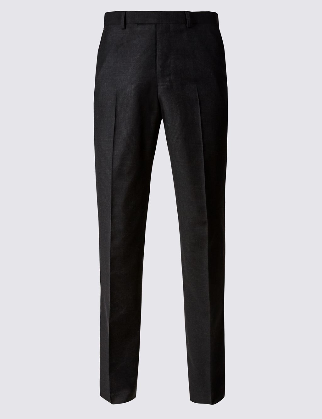 Charcoal Textured Regular Fit Wool Trousers 1 of 5