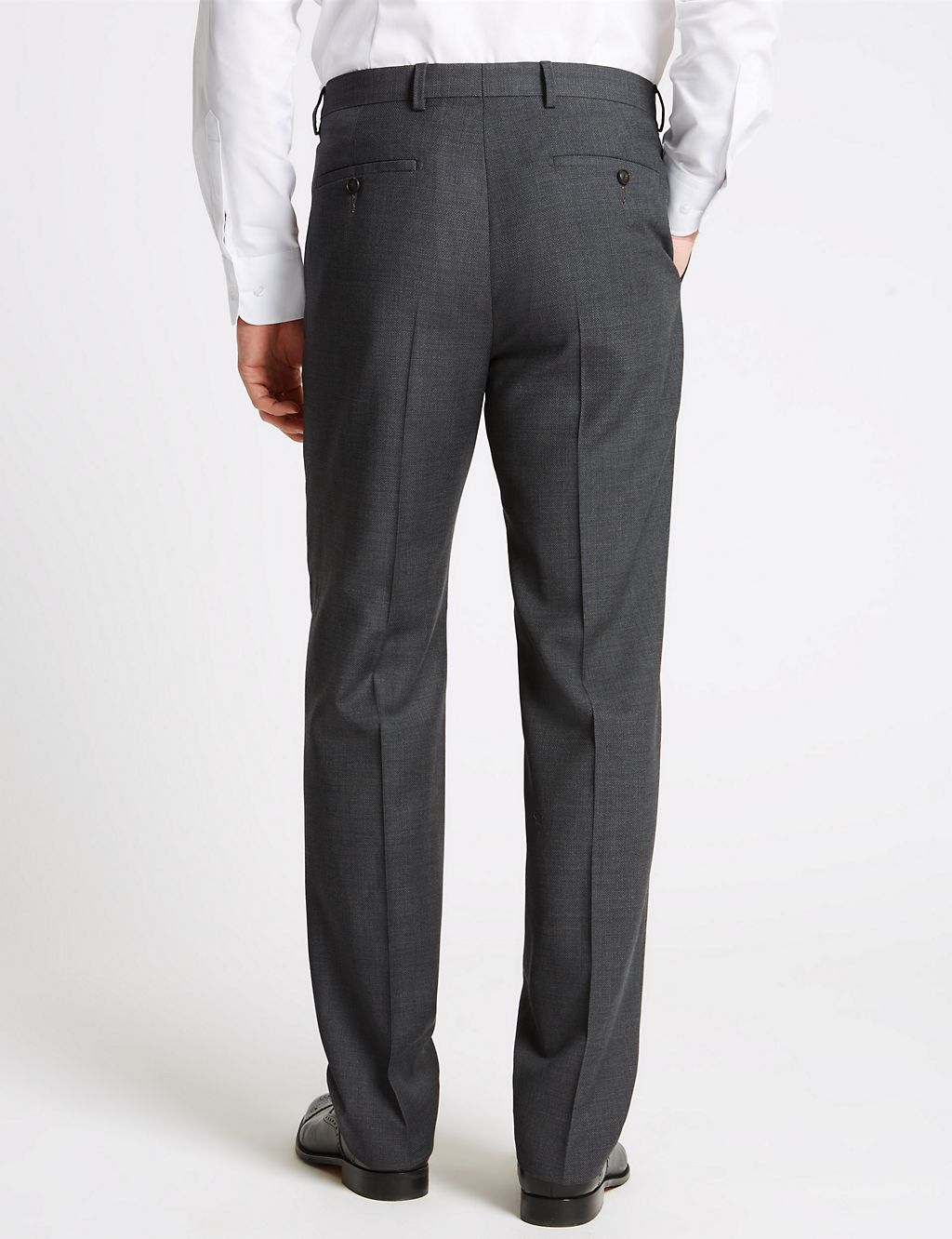 Charcoal Textured Regular Fit Wool Trousers 6 of 7