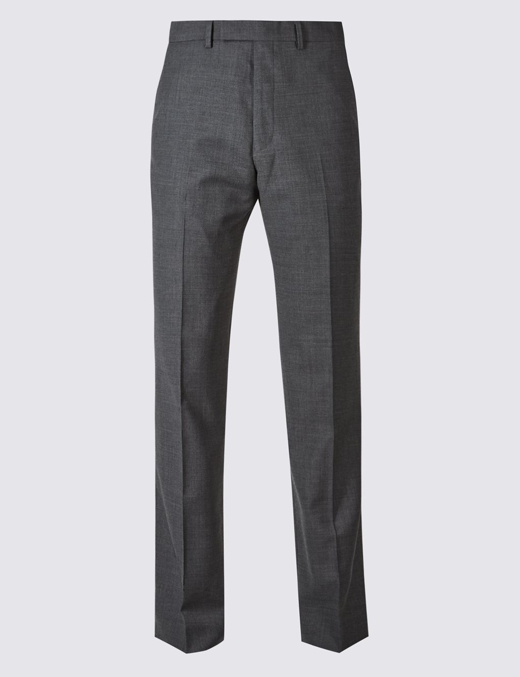 Charcoal Textured Regular Fit Wool Trousers 1 of 7