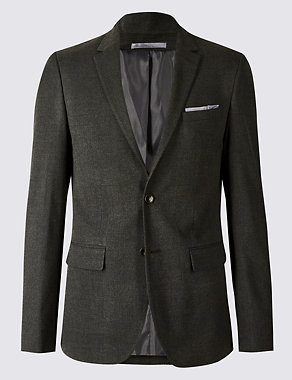 Charcoal Textured Slim Fit Jacket Image 2 of 8