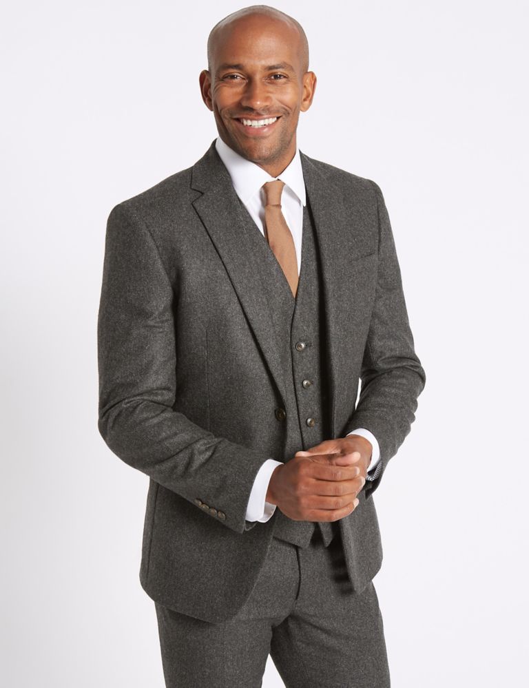 Charcoal Textured Slim Fit Jacket 3 of 9