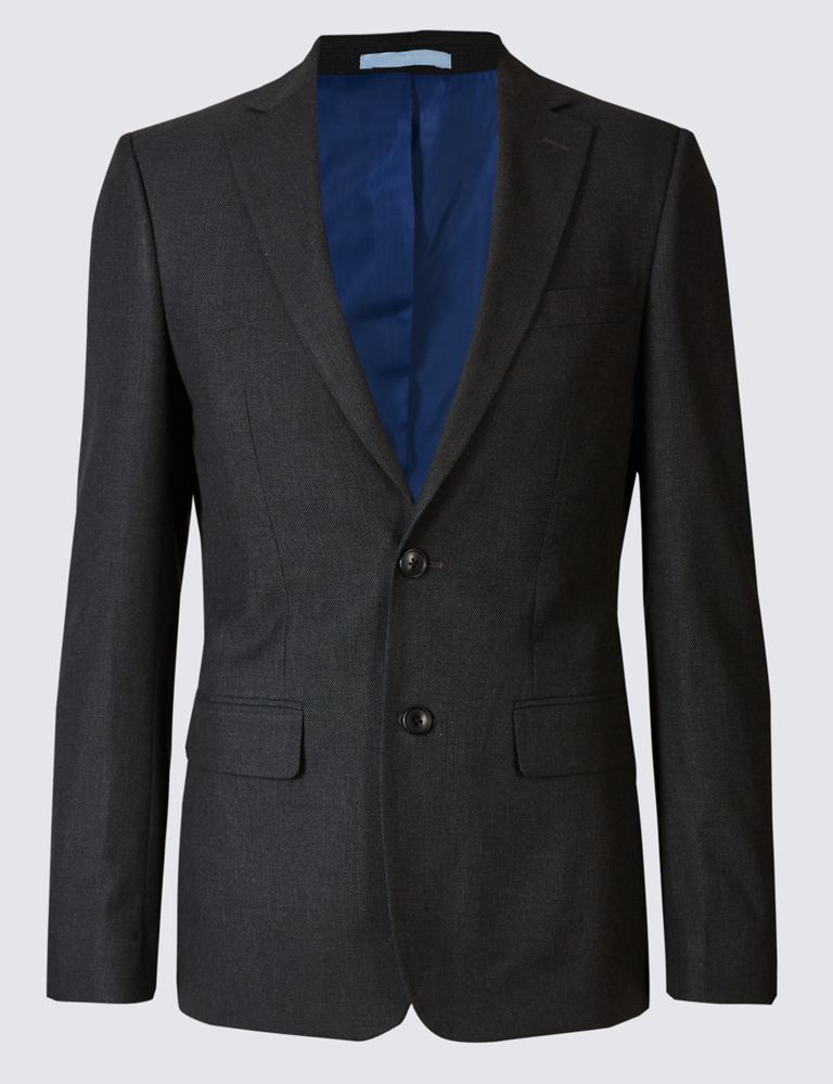 Charcoal Textured Slim Fit Suit Jacket 2 of 6