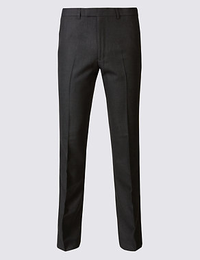 Charcoal Textured Slim Fit Suit Trousers Image 2 of 5