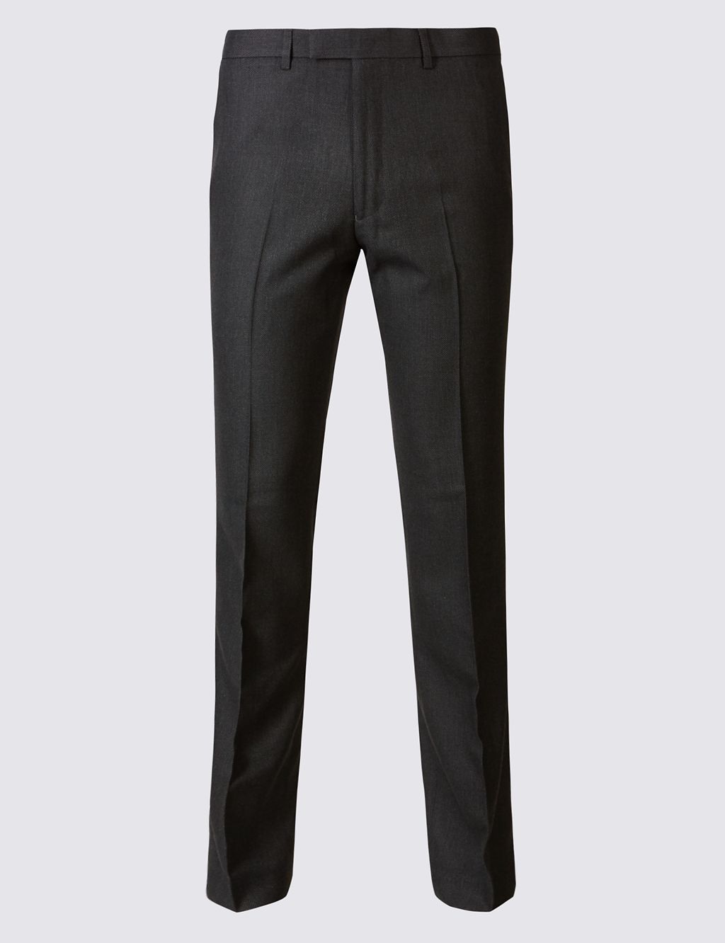 Charcoal Textured Slim Fit Suit Trousers 1 of 5