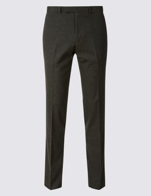 Charcoal Textured Slim Fit Trousers Image 2 of 5