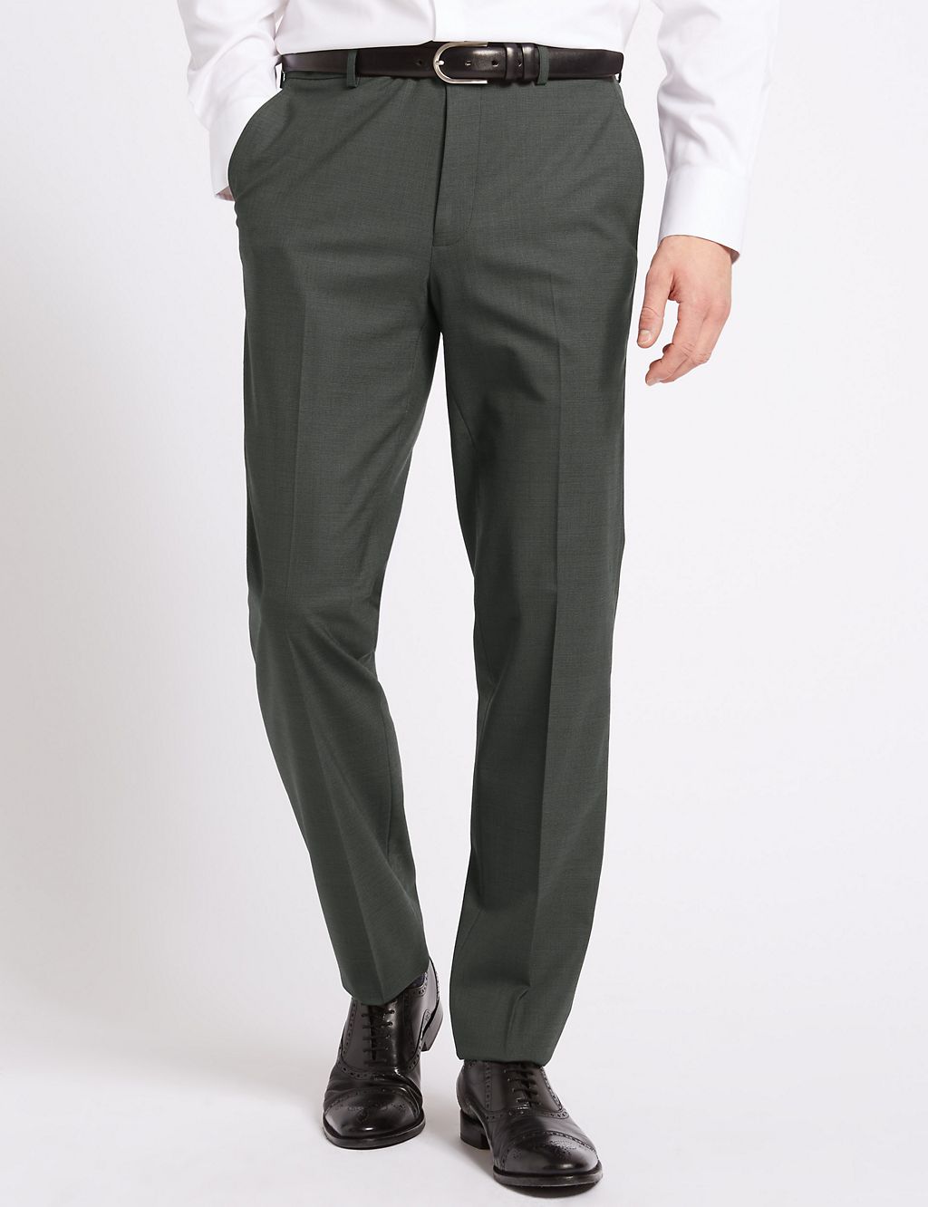 Charcoal Textured Slim Fit Trousers 3 of 6