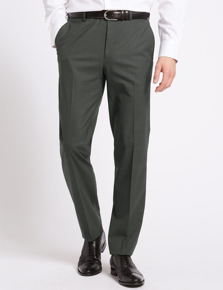 Charcoal Textured Slim Fit Trousers 1 of 6