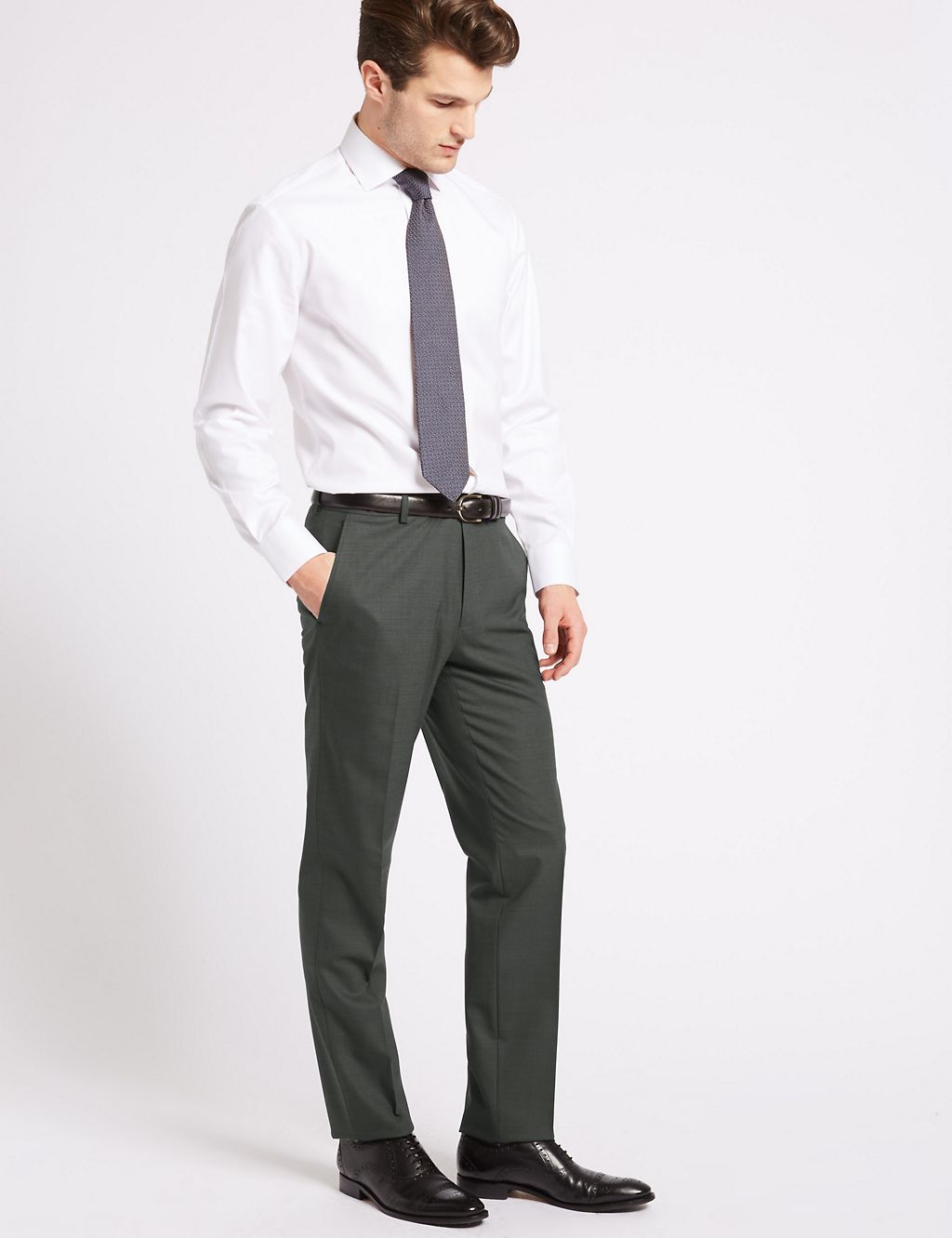 Charcoal Textured Slim Fit Trousers 2 of 6