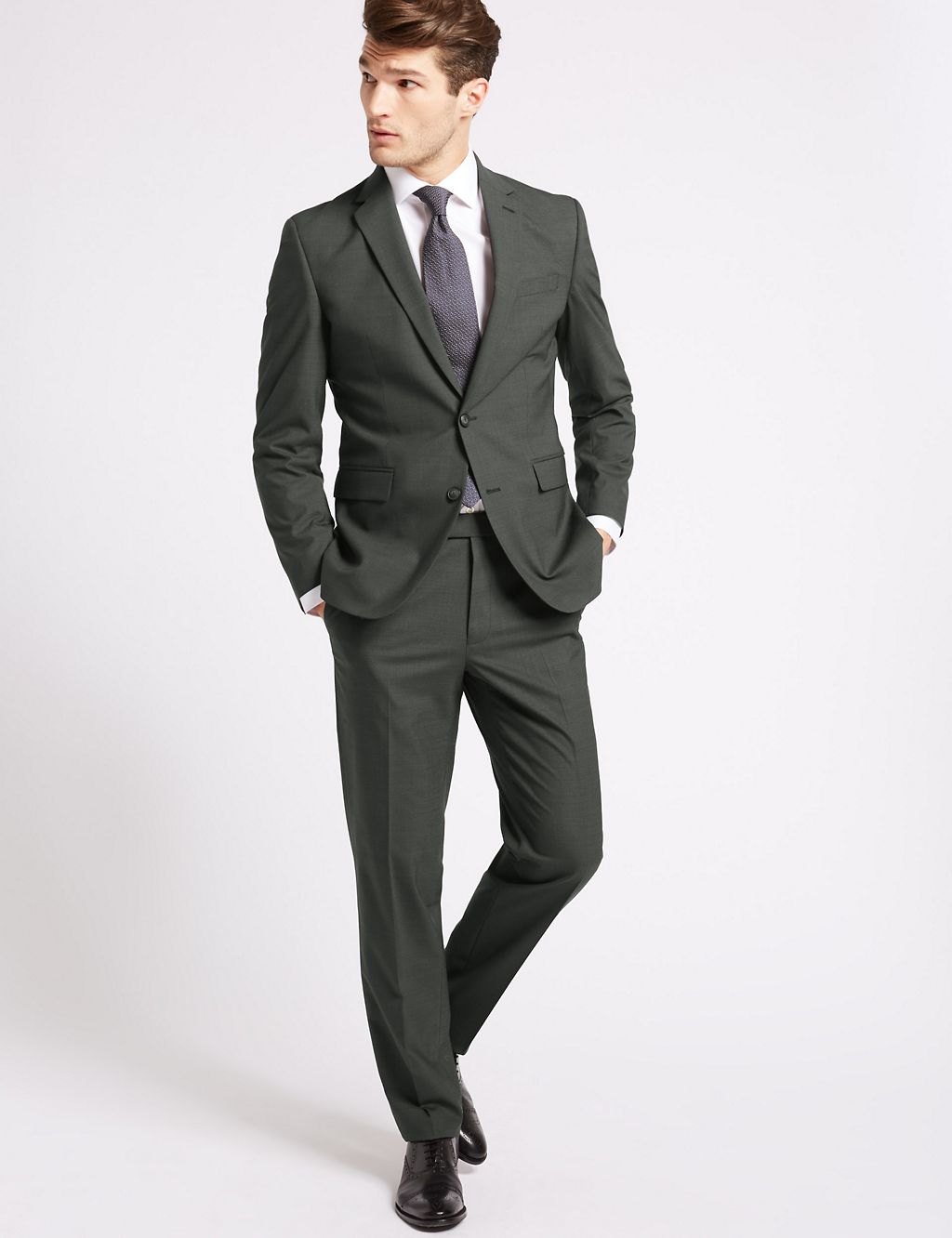 Charcoal Textured Slim Fit Trousers 5 of 6