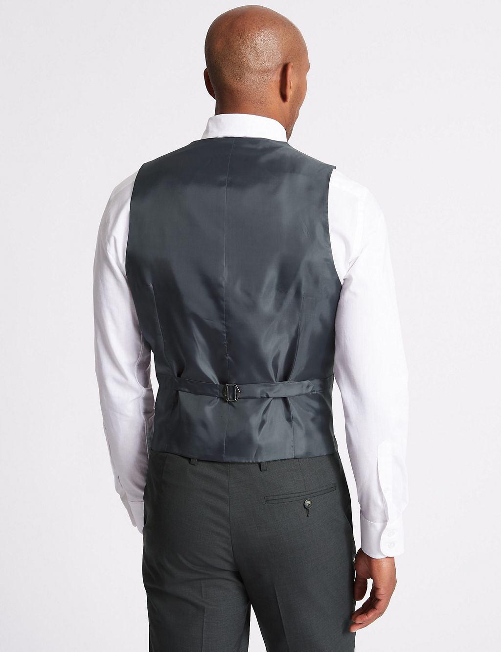 Charcoal Textured Slim Fit Waistcoat 4 of 6