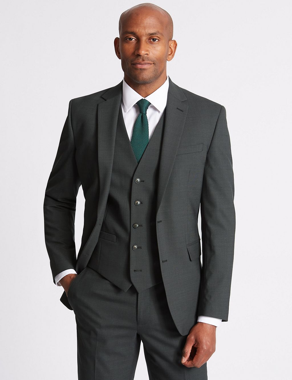 Charcoal Textured Slim Fit Waistcoat 6 of 6