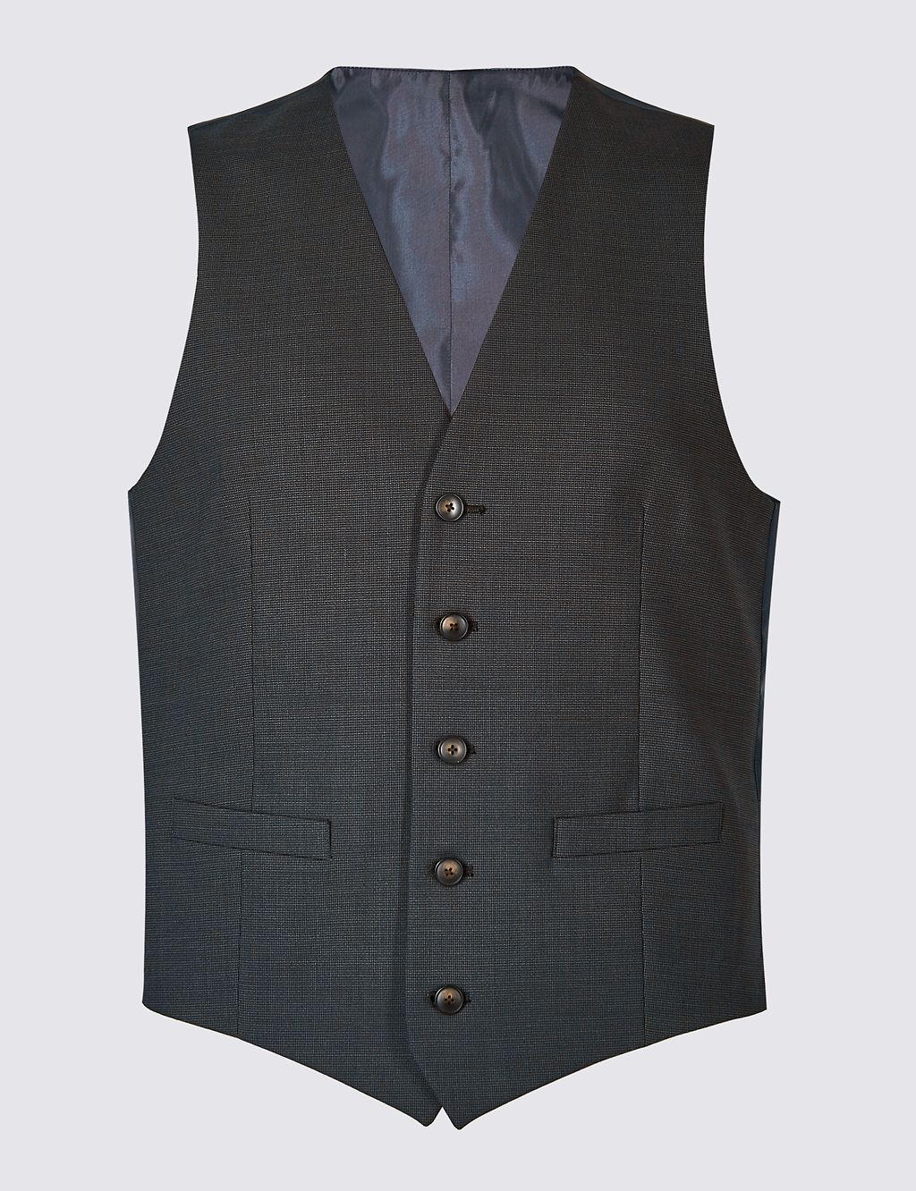 Charcoal Textured Slim Fit Waistcoat 1 of 6