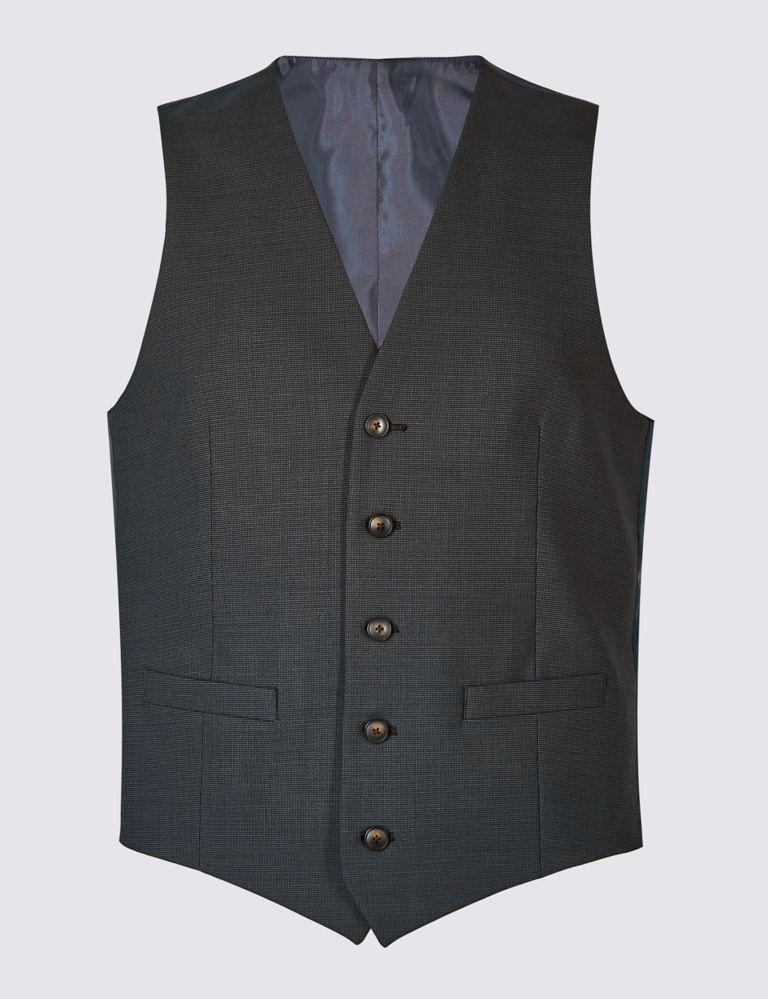 Charcoal Textured Slim Fit Waistcoat 2 of 6