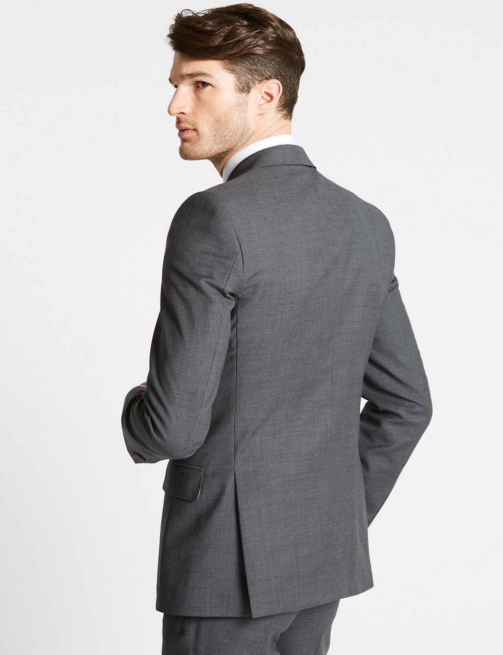 Charcoal Textured Slim Fit Wool Jacket 8 of 8