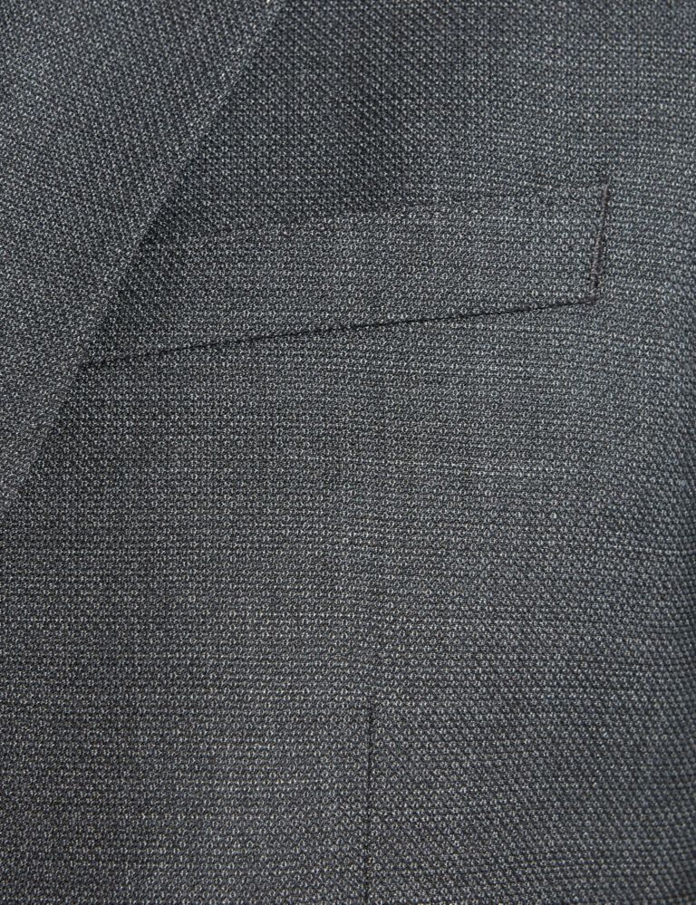 Charcoal Textured Slim Fit Wool Jacket 7 of 8