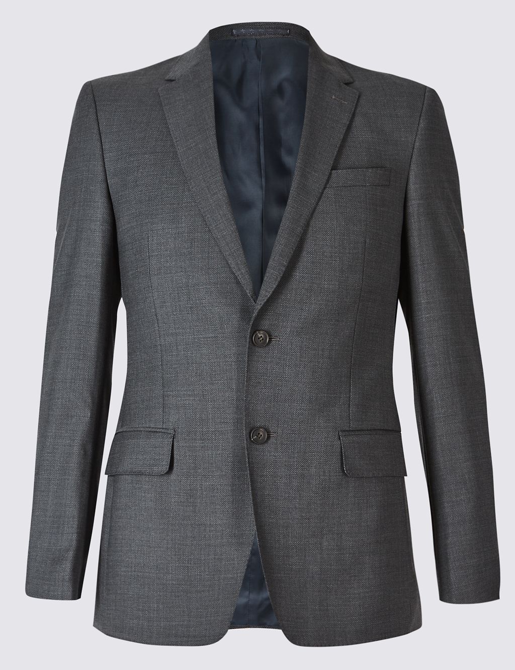 Charcoal Textured Slim Fit Wool Jacket 1 of 8