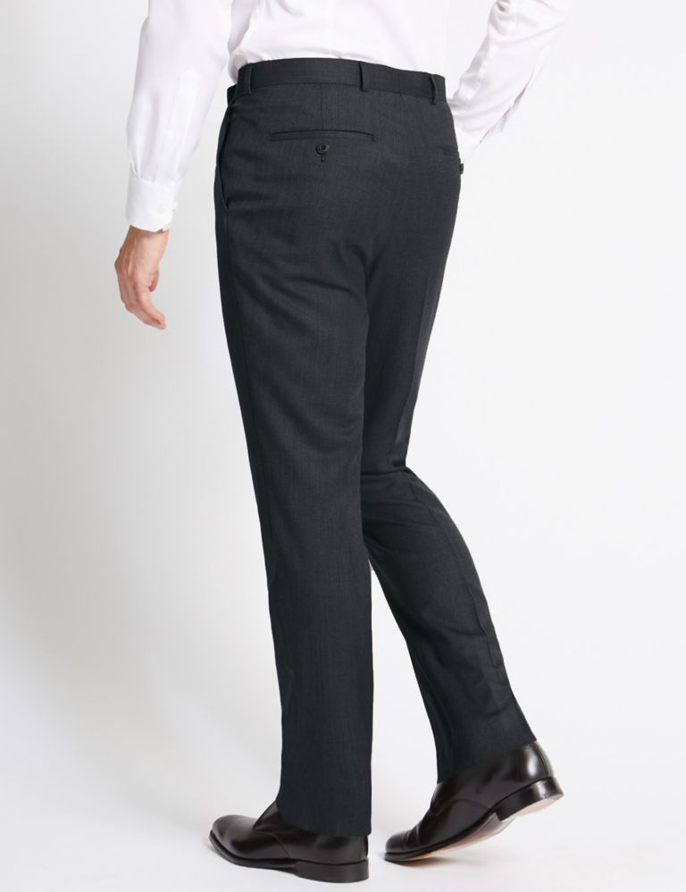 Charcoal Textured Slim Fit Wool Trousers 3 of 4