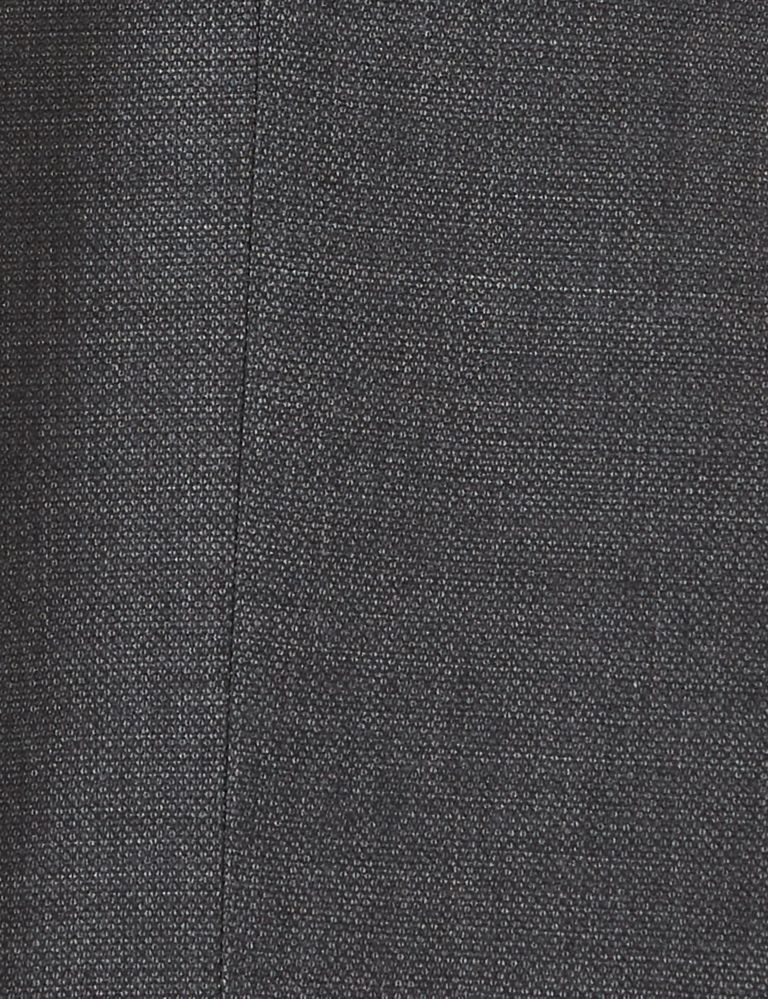 Charcoal Textured Slim Fit Wool Trousers 7 of 7